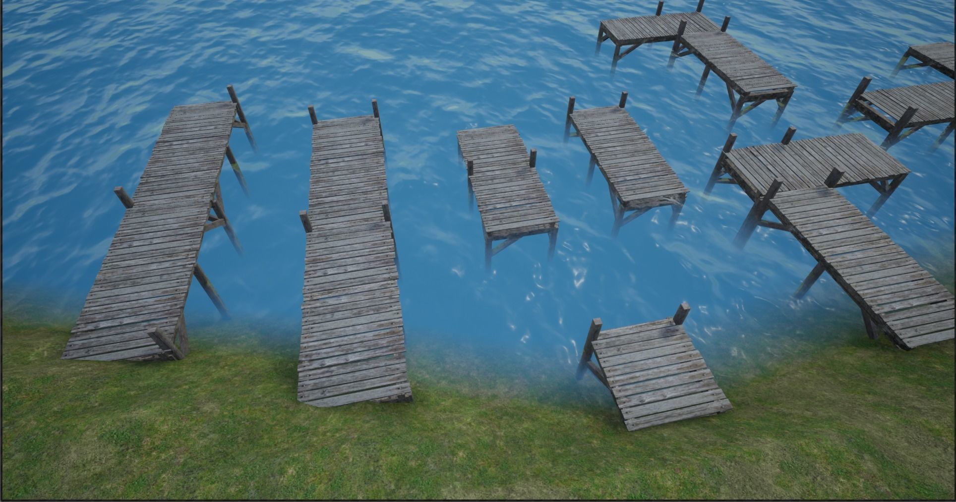 Modular Lowpoly Wooden Dock Parts Low-poly 3D model_14