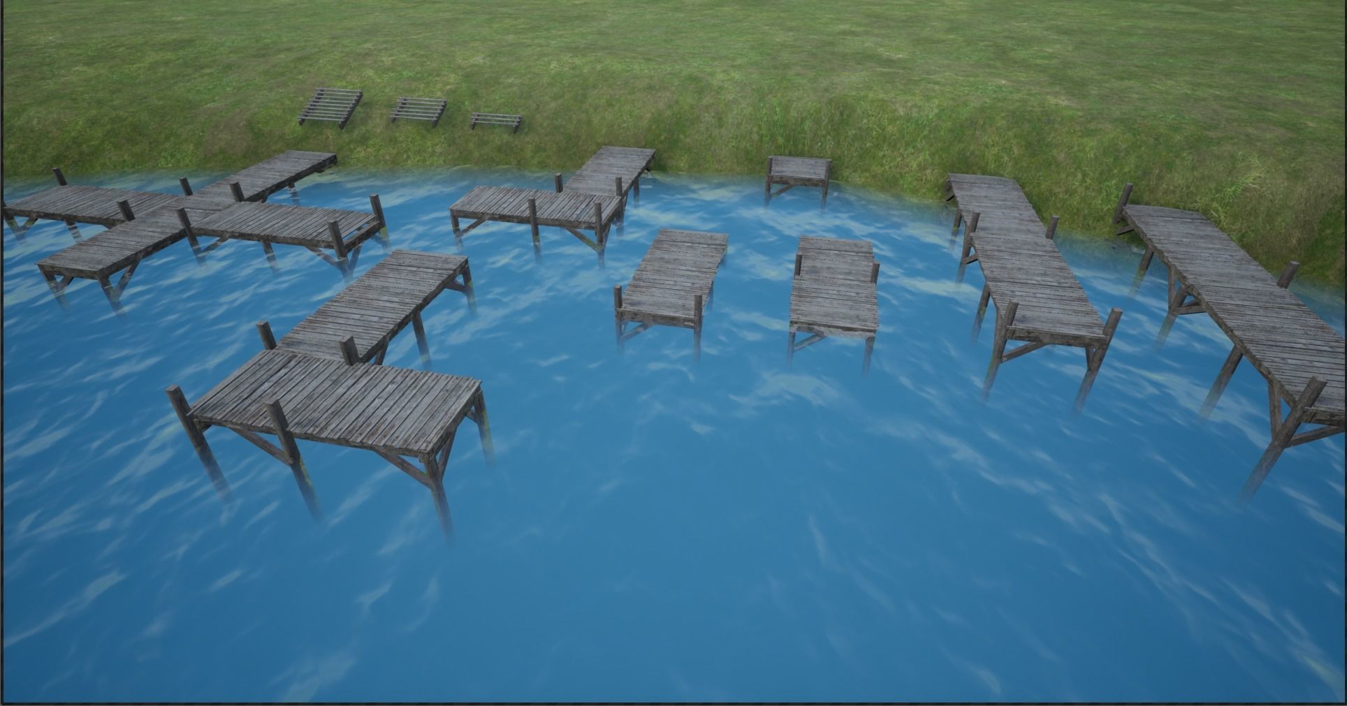 Modular Lowpoly Wooden Dock Parts Low-poly 3D model_11