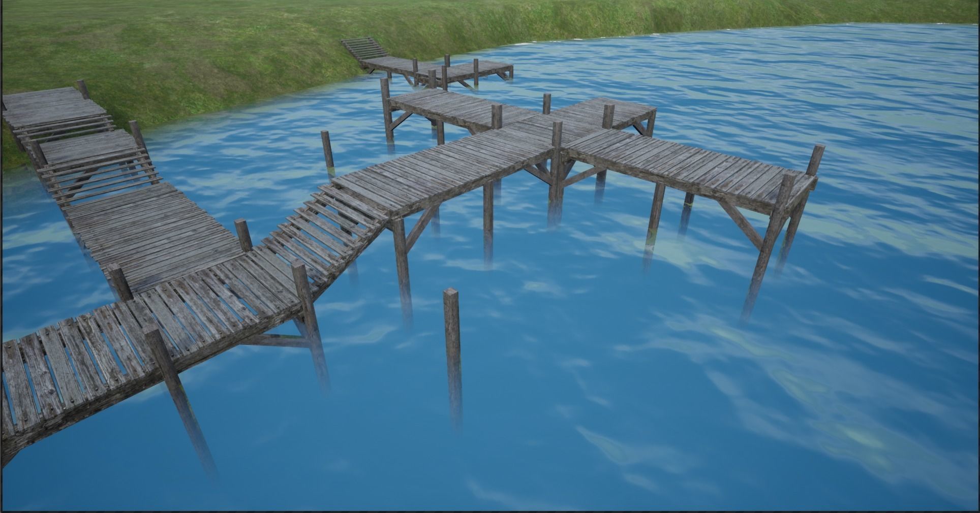 Modular Lowpoly Wooden Dock Parts Low-poly 3D model_4
