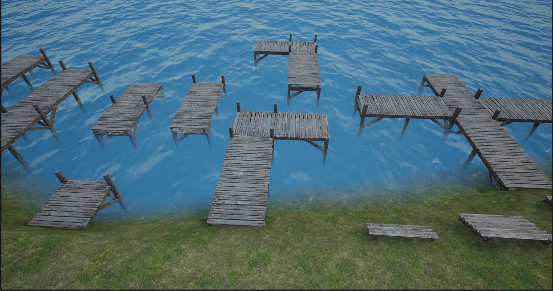 Modular Lowpoly Wooden Dock Parts Low-poly 3D model_15
