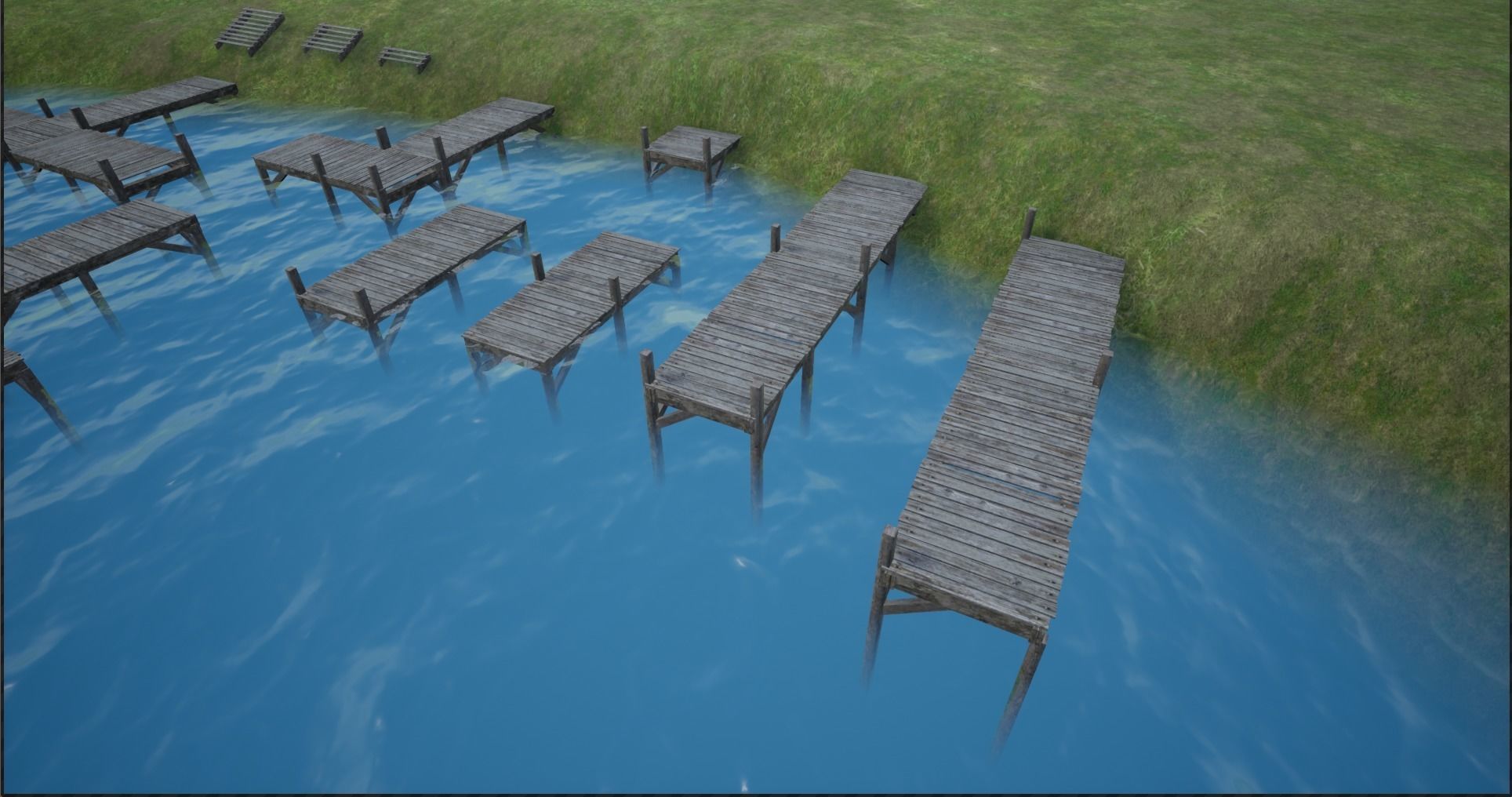 Modular Lowpoly Wooden Dock Parts Low-poly 3D model_10