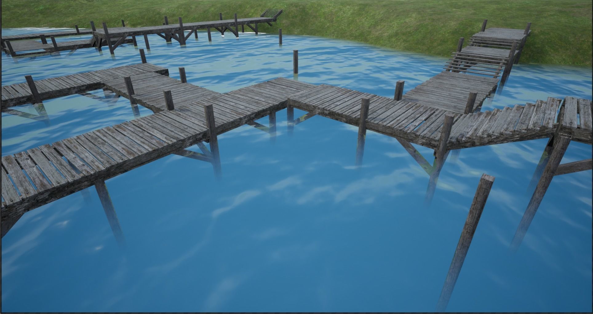 Modular Lowpoly Wooden Dock Parts Low-poly 3D model_6