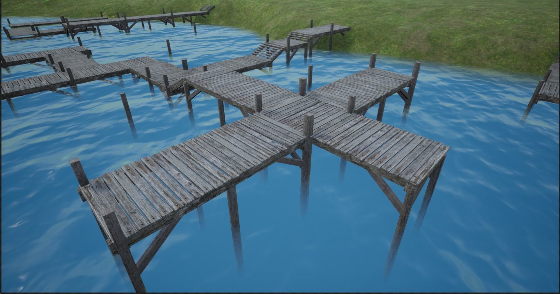 Modular Lowpoly Wooden Dock Parts Low-poly 3D model_3