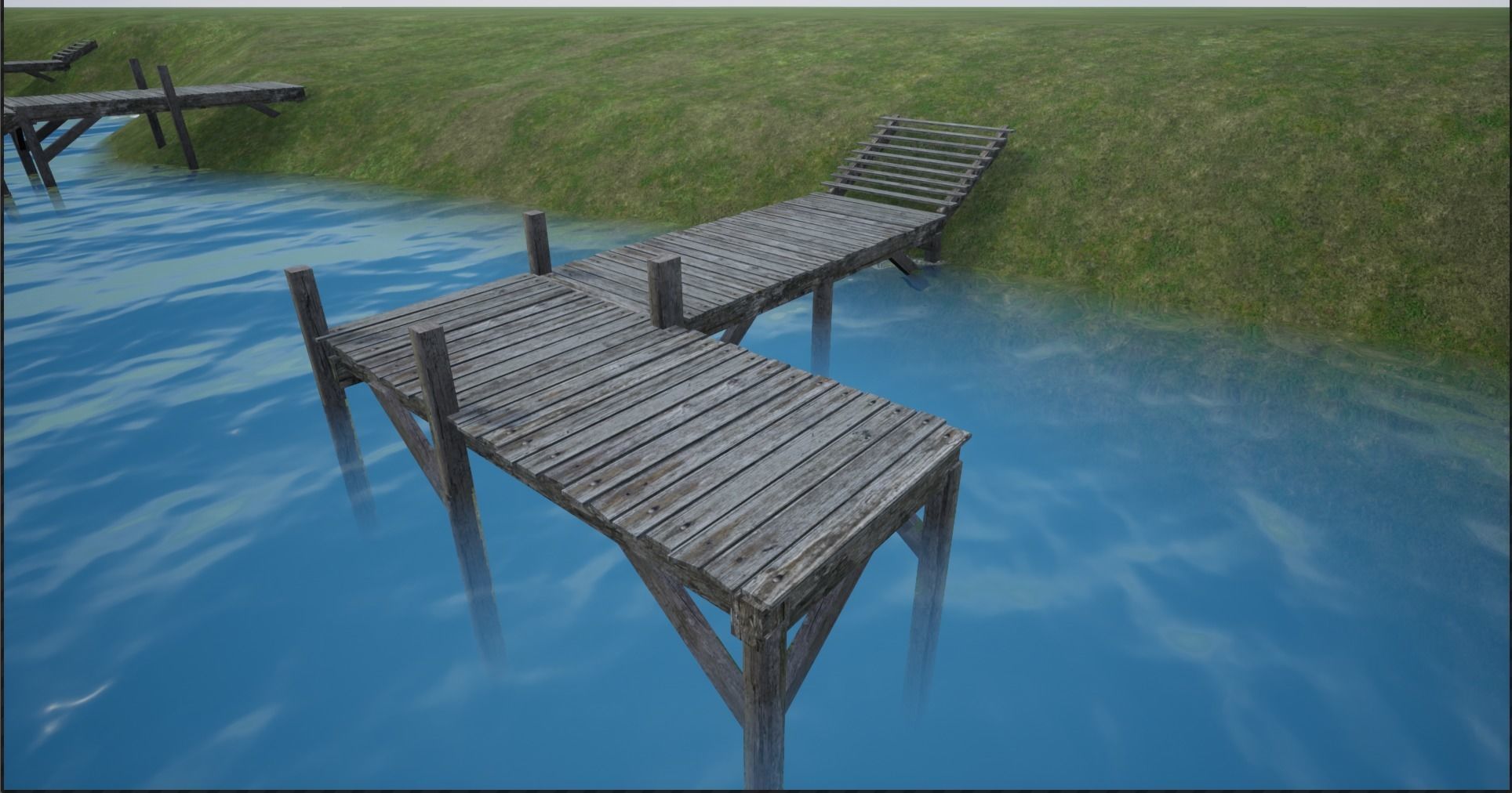 Modular Lowpoly Wooden Dock Parts Low-poly 3D model_2