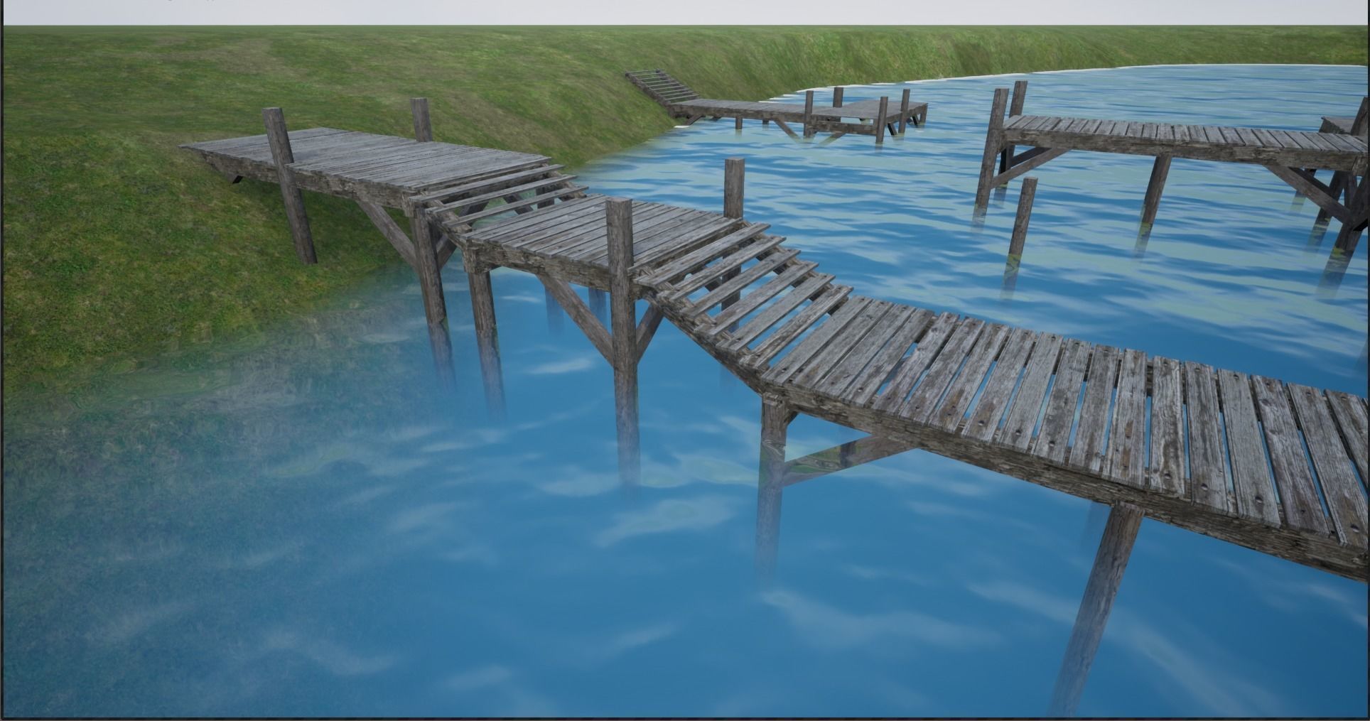 Modular Lowpoly Wooden Dock Parts Low-poly 3D model_5