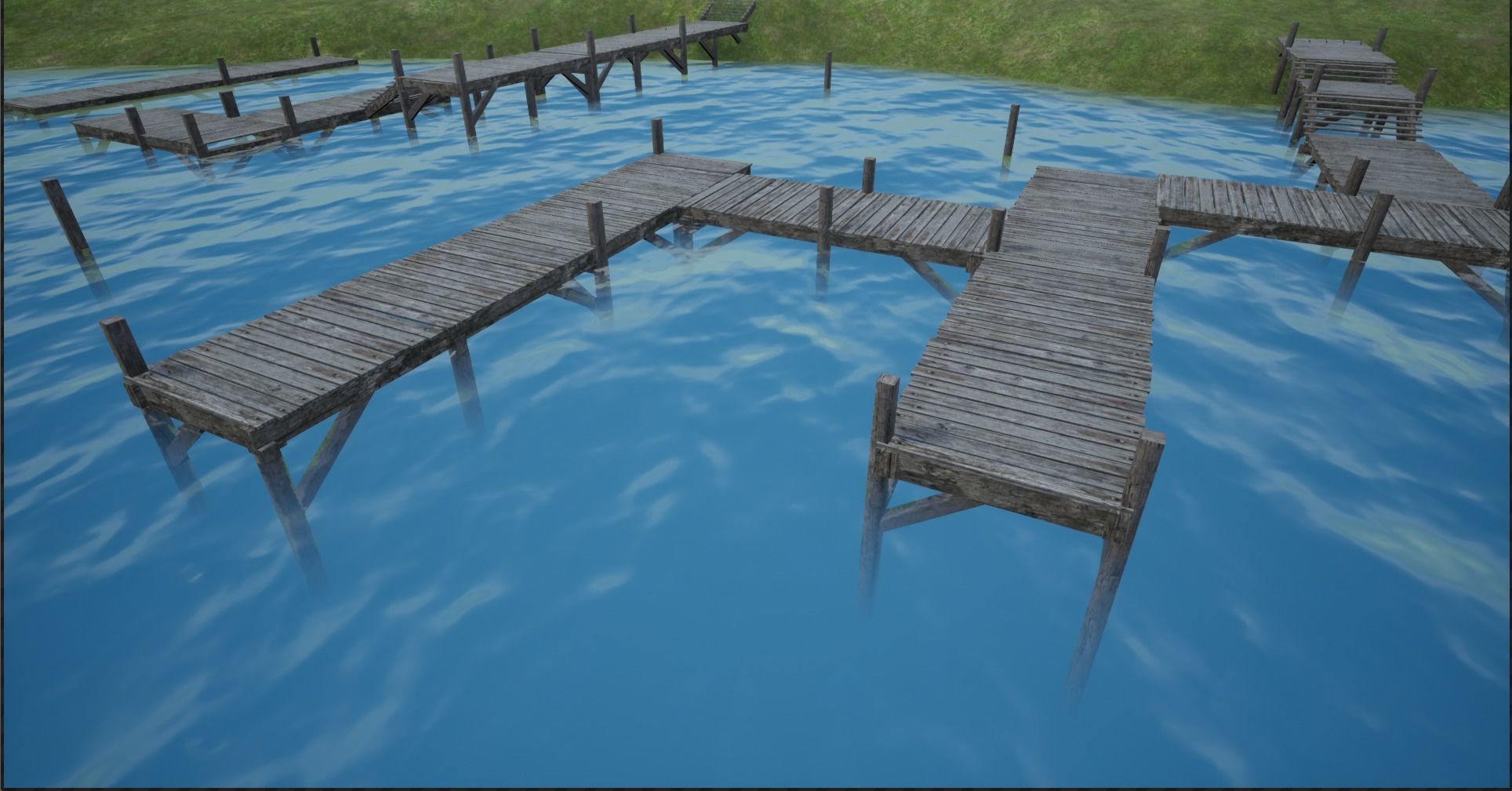 Modular Lowpoly Wooden Dock Parts Low-poly 3D model_7