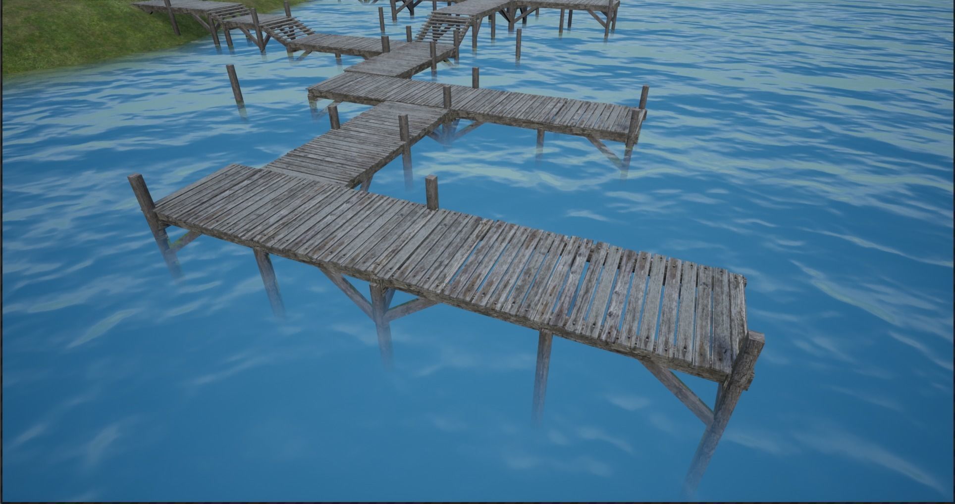 Modular Lowpoly Wooden Dock Parts Low-poly 3D model_8