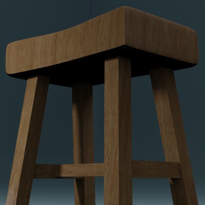 Free Stool Pack of 4 - PBR Lowpoly 3D model - Cuboidal Studios Free low-poly 3D model_5