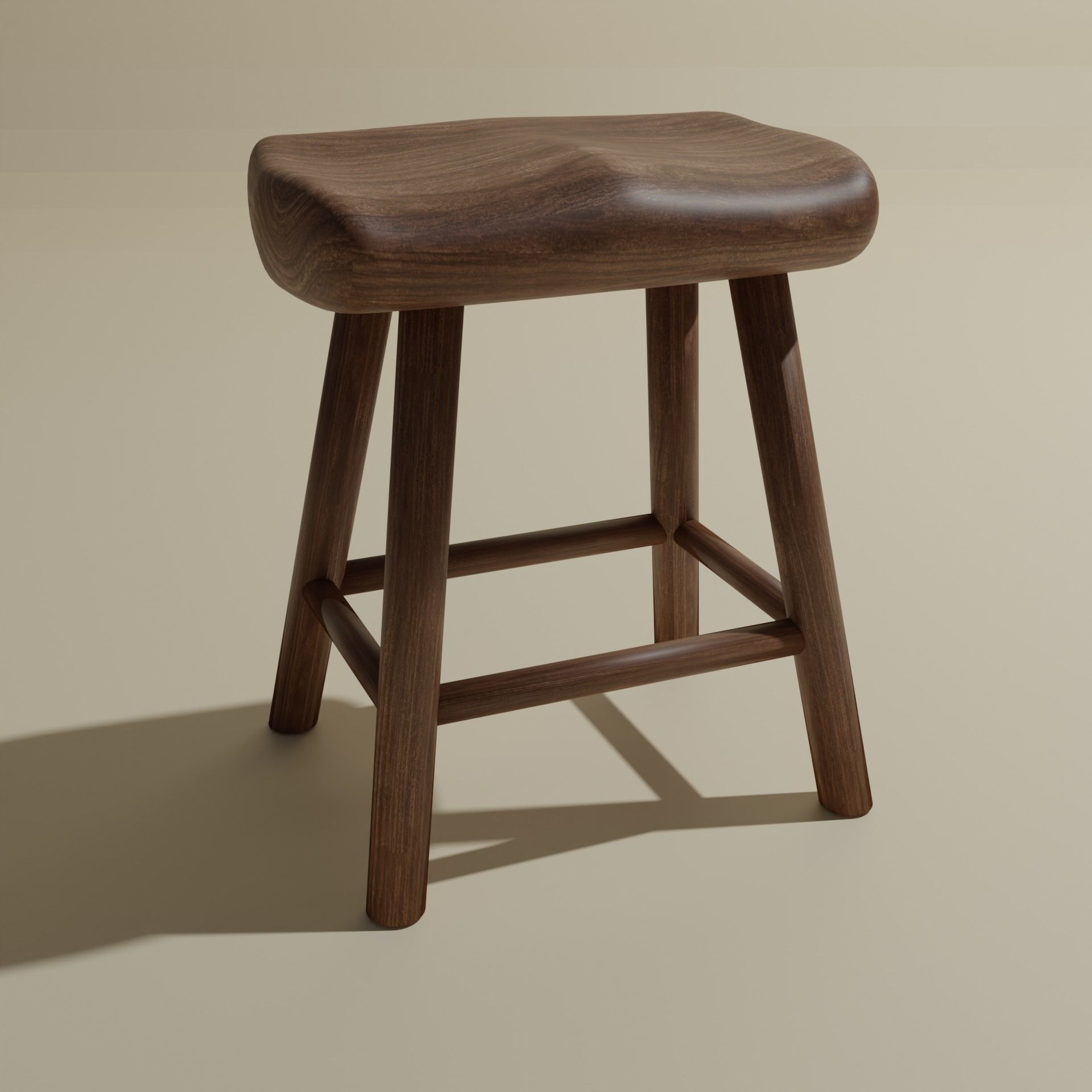 Free Stool Pack of 4 - PBR Lowpoly 3D model - Cuboidal Studios Free low-poly 3D model_6