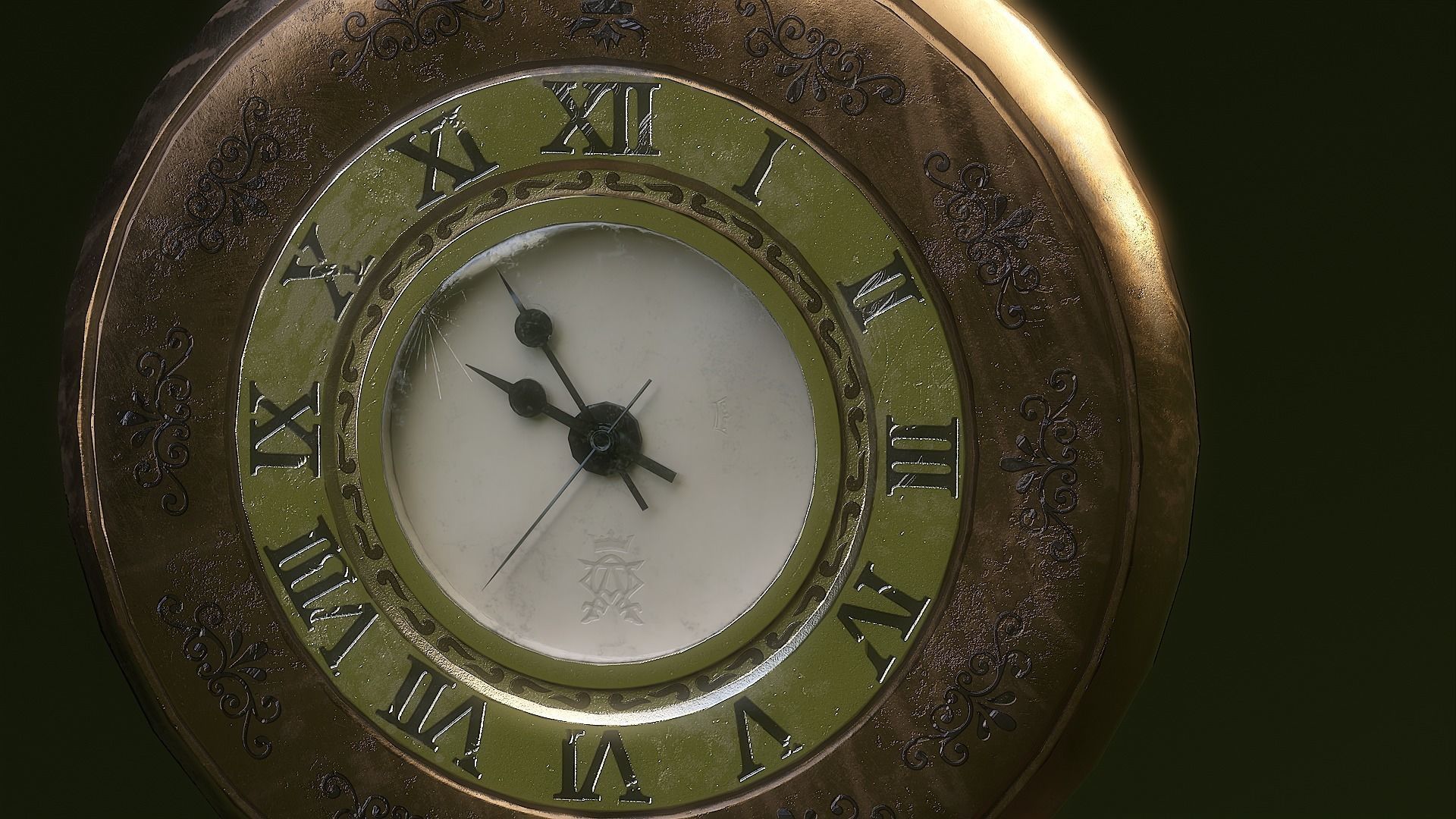 Old shabby pocket watch Low-poly 3D model_4