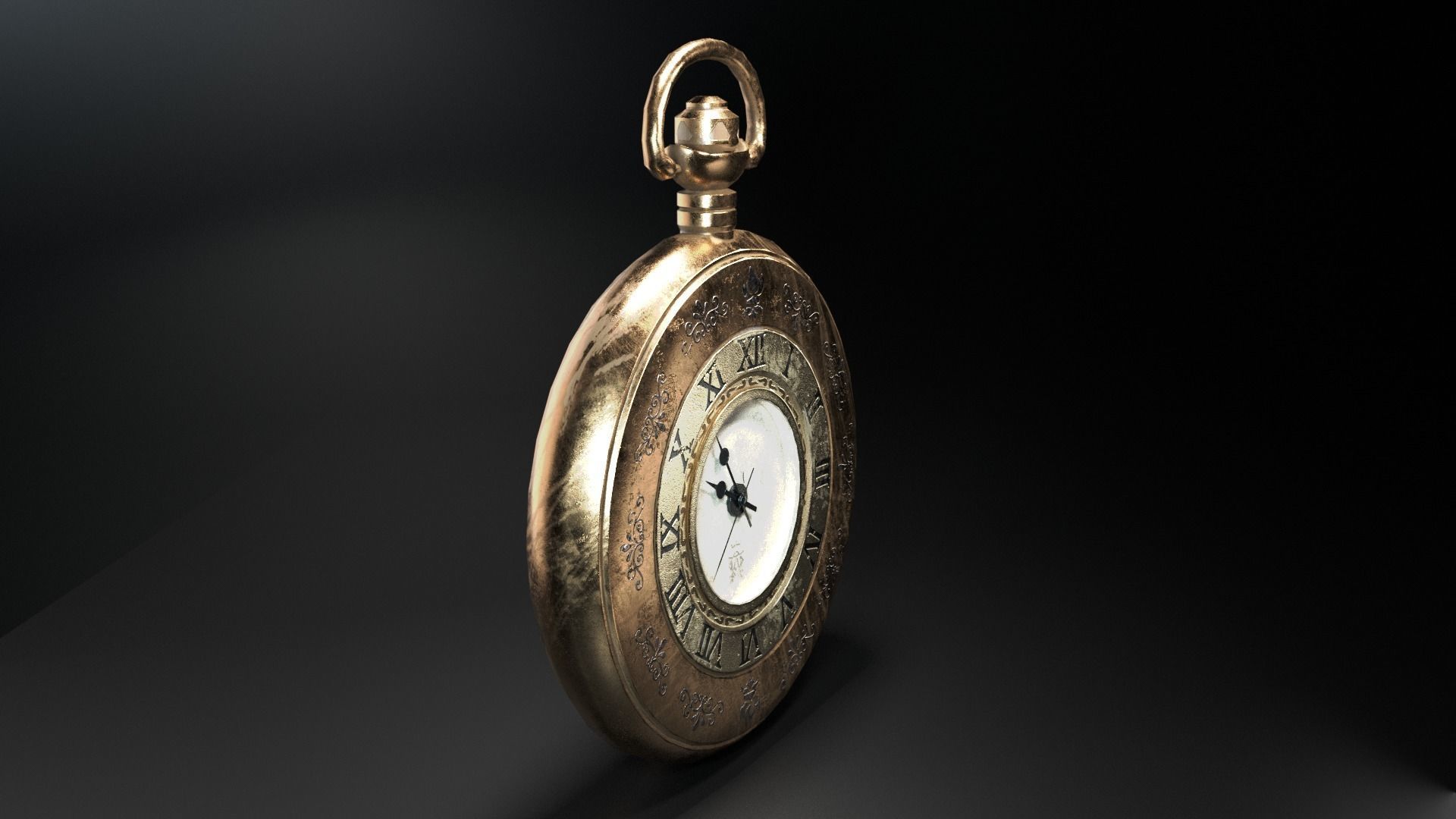 Old shabby pocket watch Low-poly 3D model_6