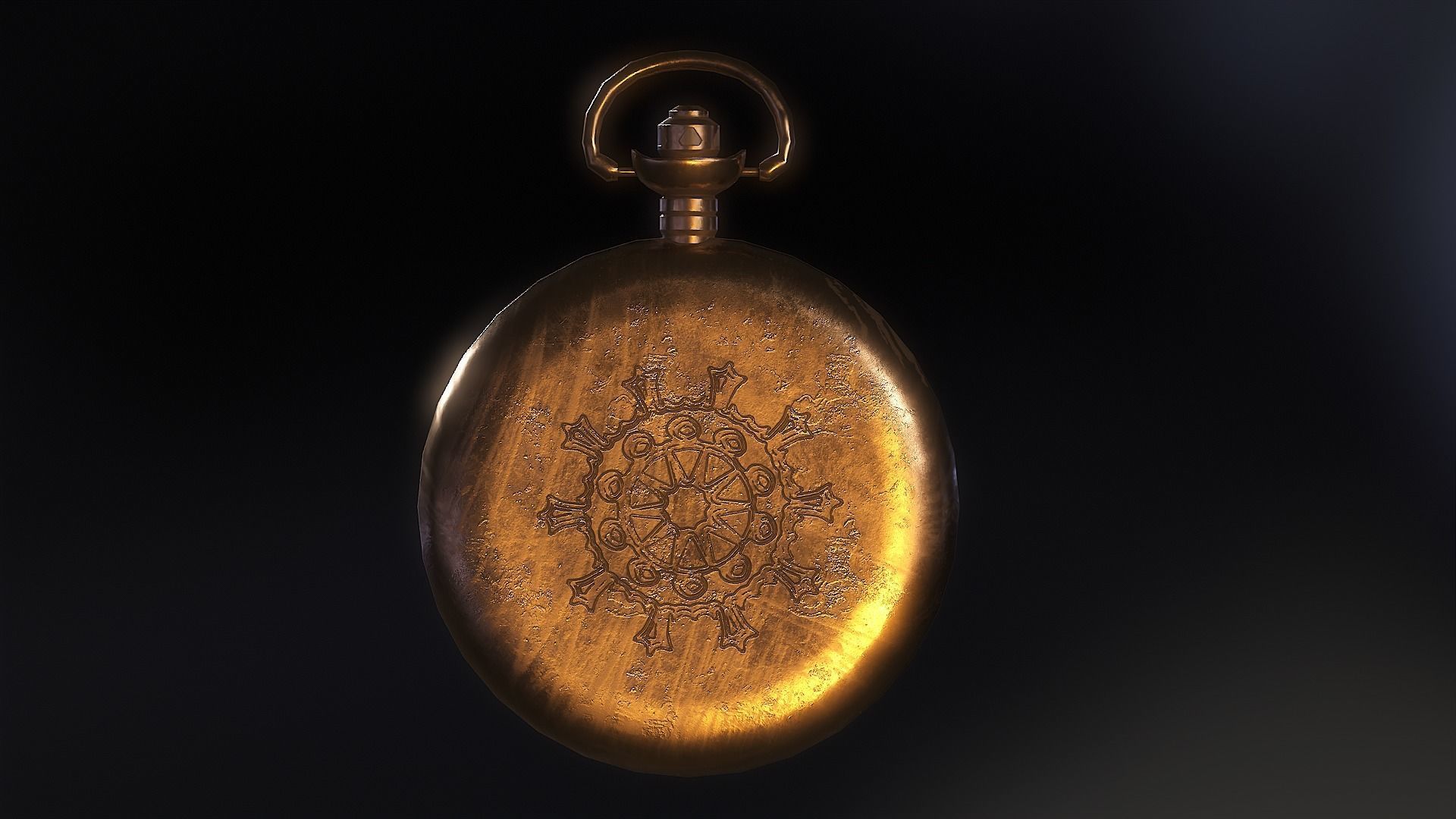 Old shabby pocket watch Low-poly 3D model_3