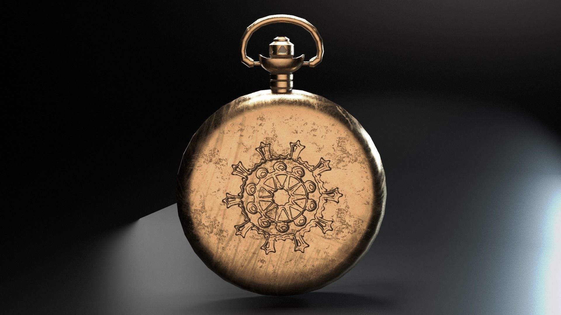 Old shabby pocket watch Low-poly 3D model_7