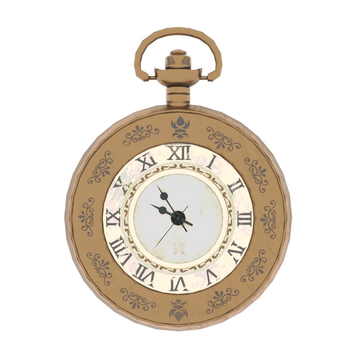 Old shabby pocket watch Low-poly 3D model_8