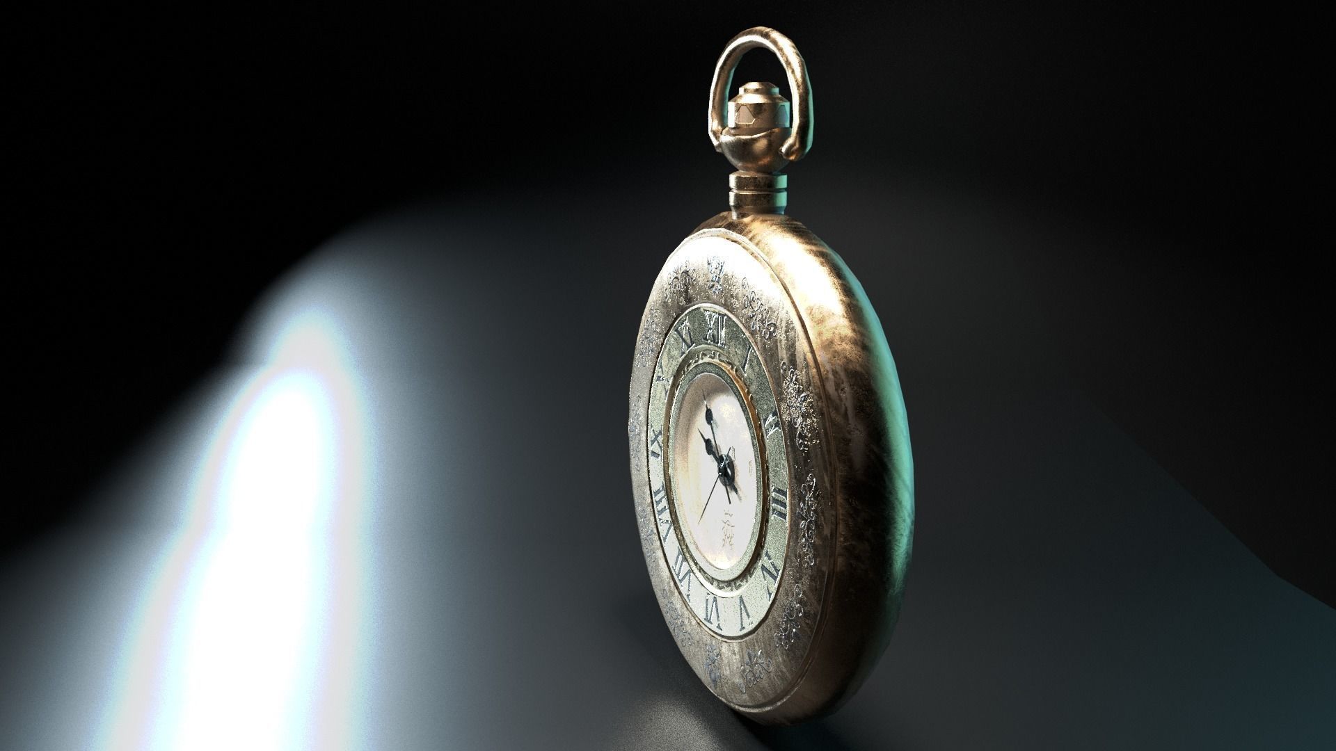 Old shabby pocket watch Low-poly 3D model_5