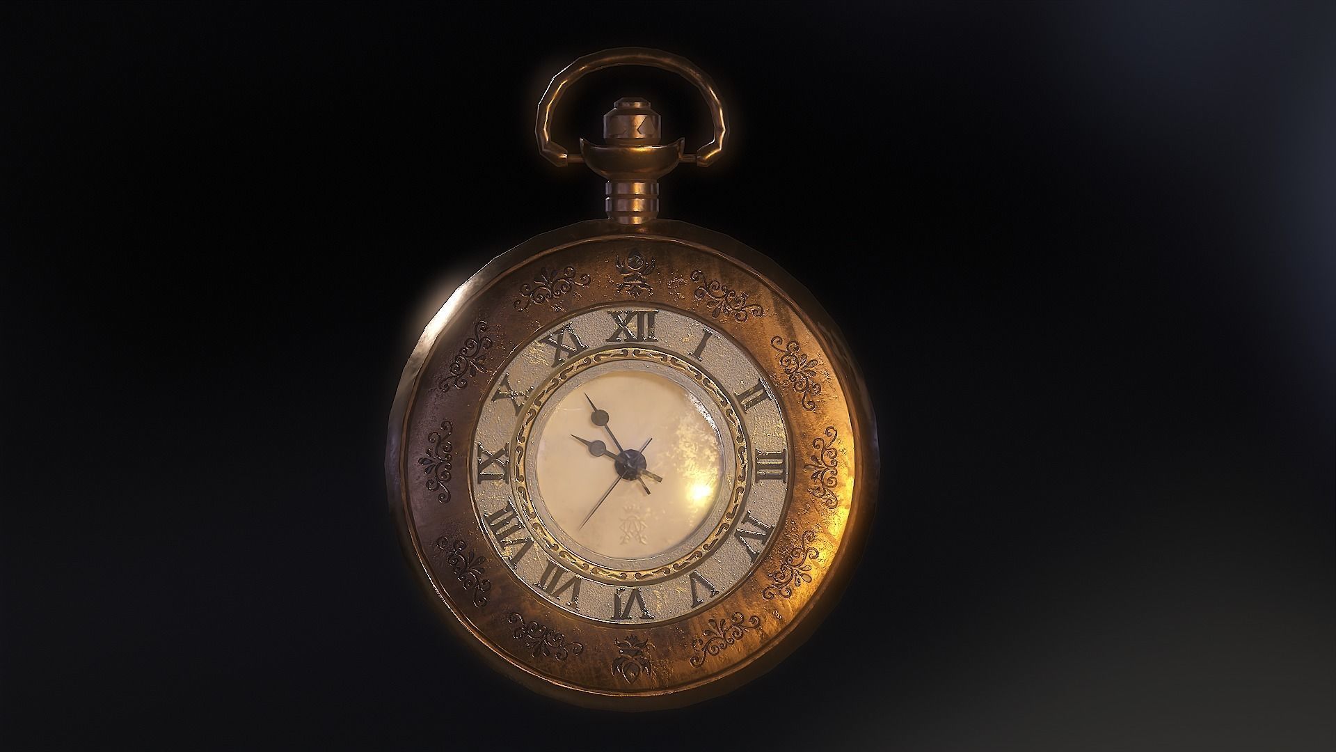 Old shabby pocket watch Low-poly 3D model_2