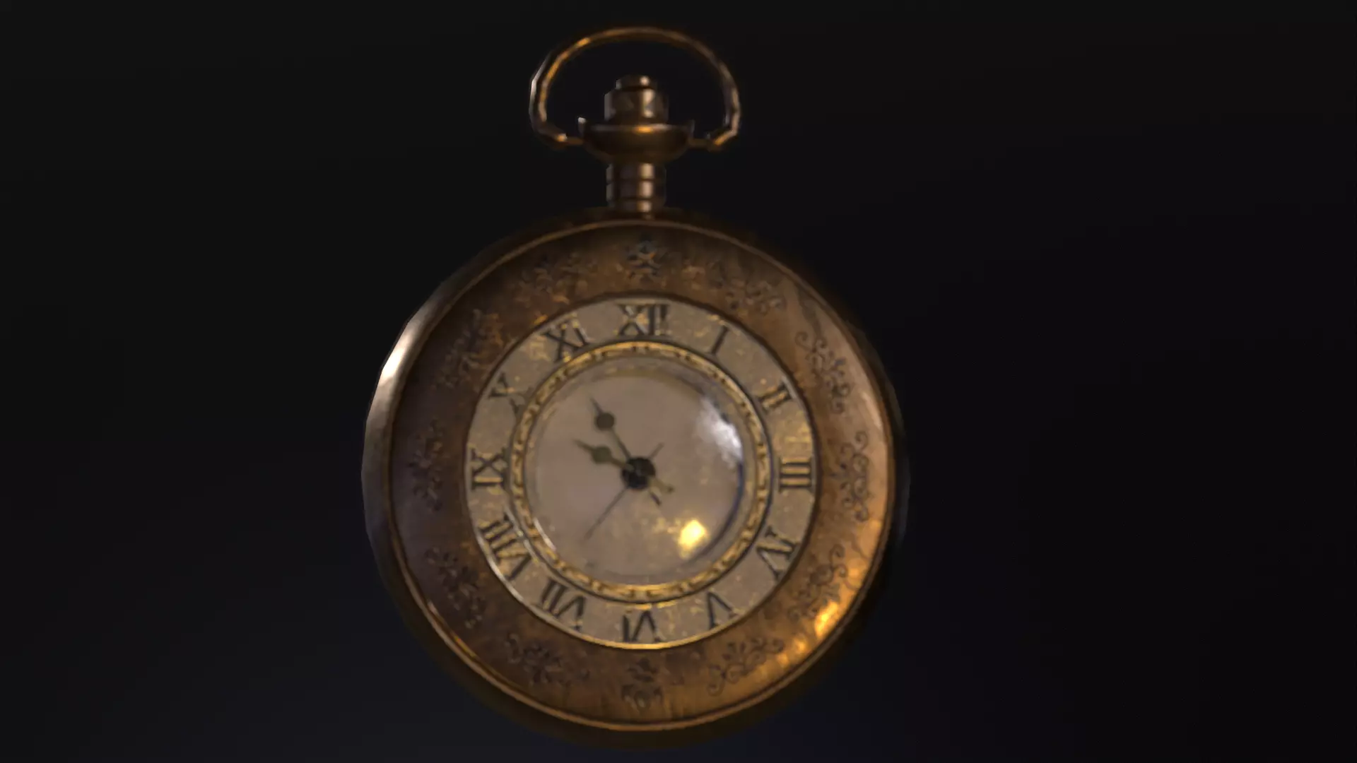 Old shabby pocket watch Low-poly 3D model_0