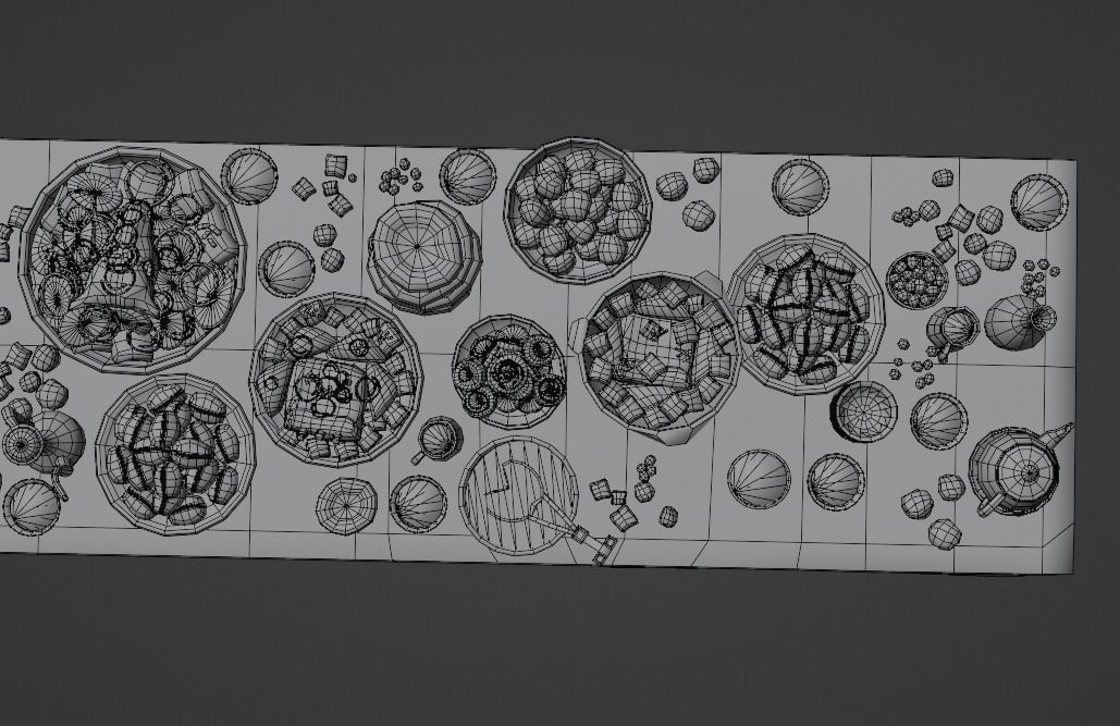 Dastarkhan 3 - Low Poly Game Ready table with food Low-poly 3D model_12