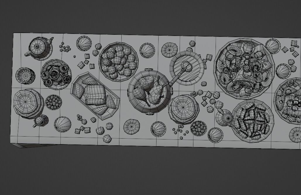 Dastarkhan 3 - Low Poly Game Ready table with food Low-poly 3D model_10
