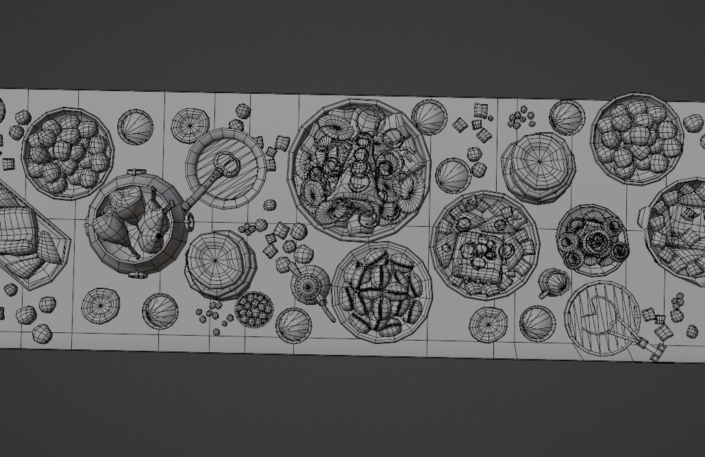 Dastarkhan 3 - Low Poly Game Ready table with food Low-poly 3D model_11