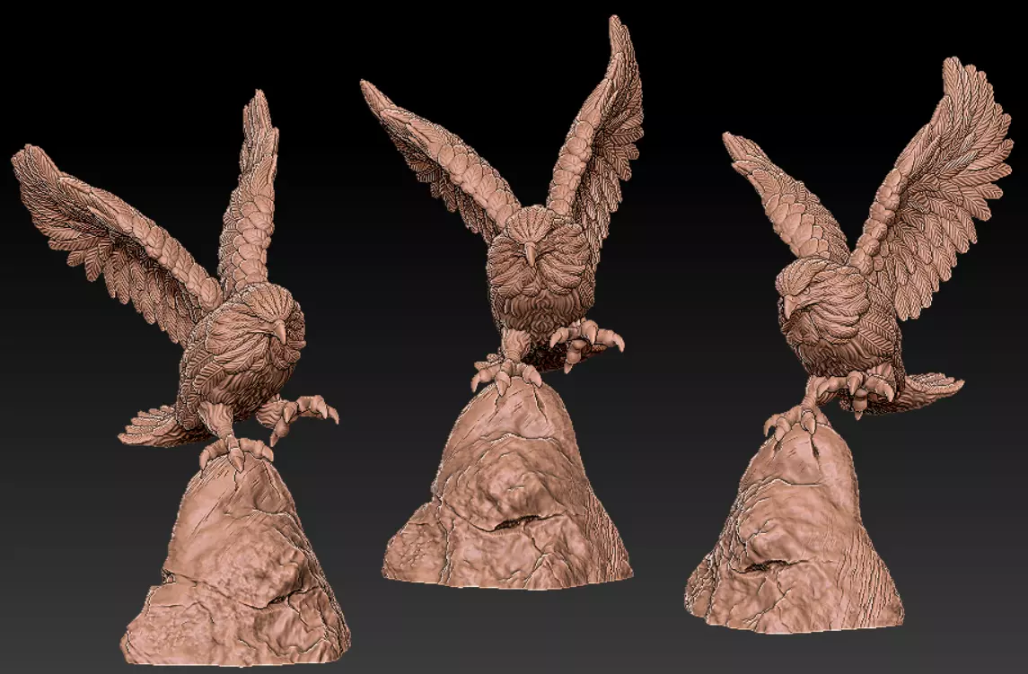 Eagle on rock  3D print model_0