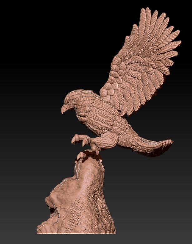 Eagle on rock  3D print model_3