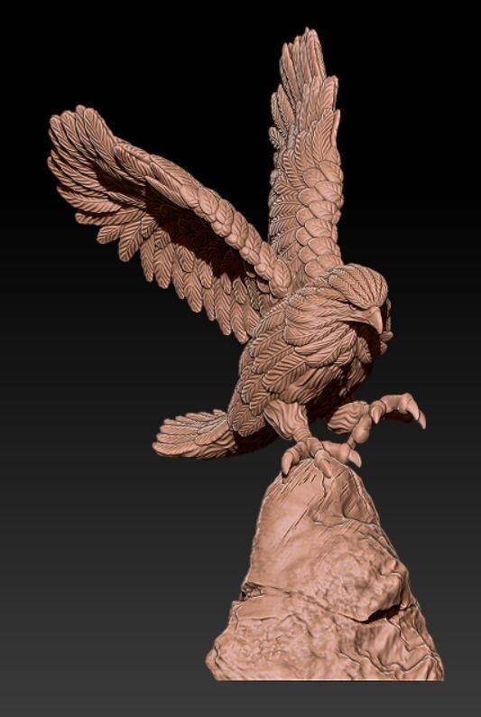 Eagle on rock  3D print model_6