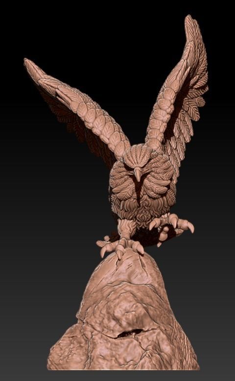Eagle on rock  3D print model_2