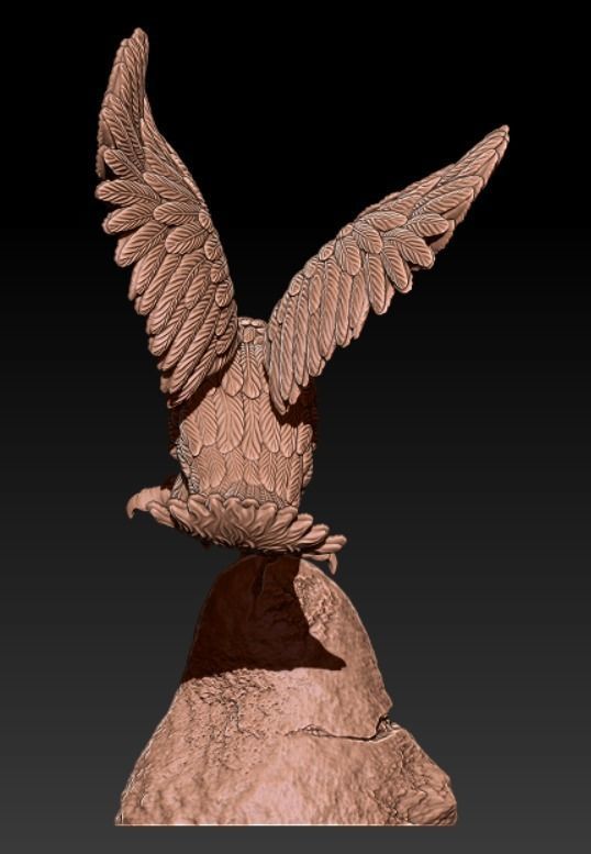 Eagle on rock  3D print model_4