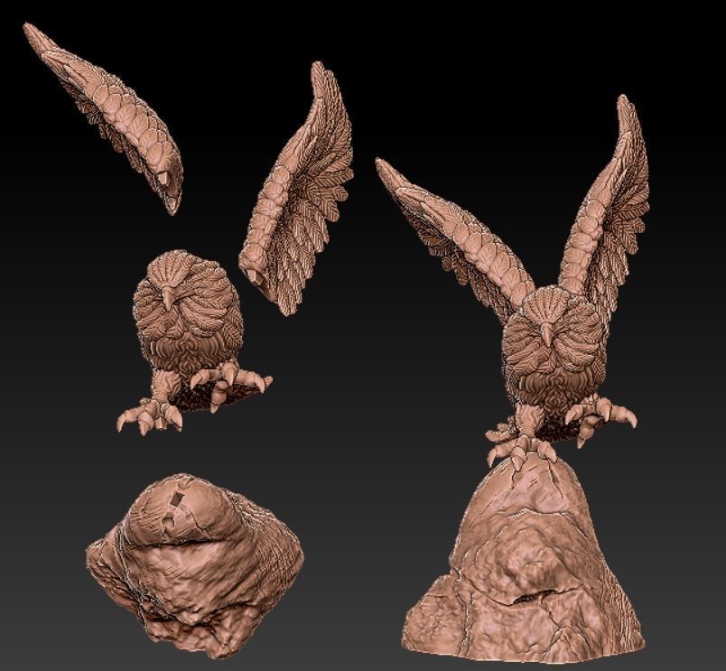 Eagle on rock  3D print model_1