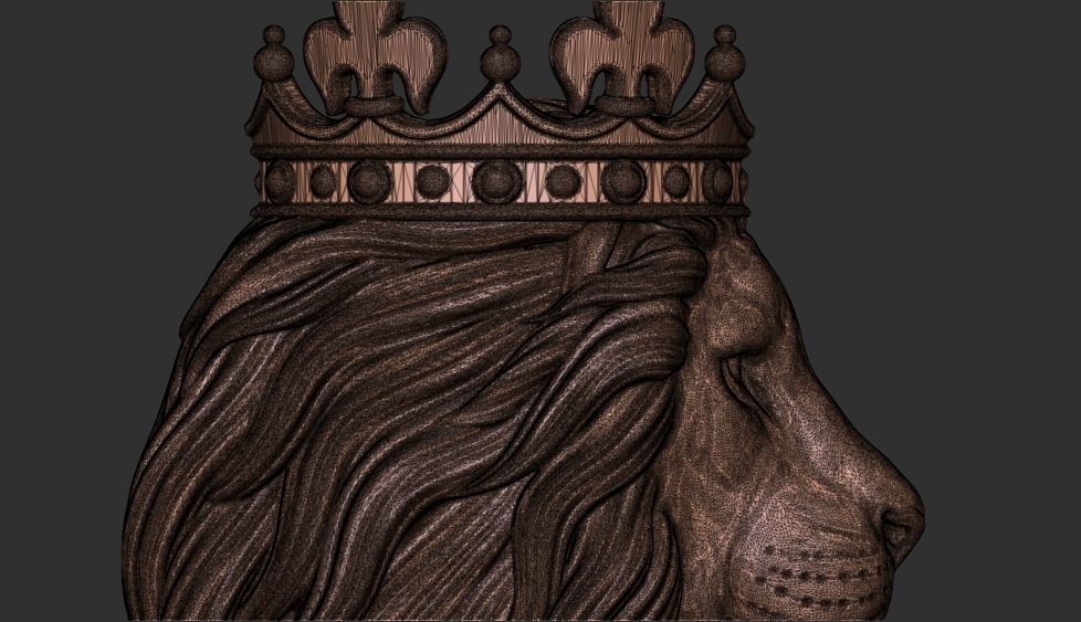 lion crown head pendant 3D print model 3D print model_7