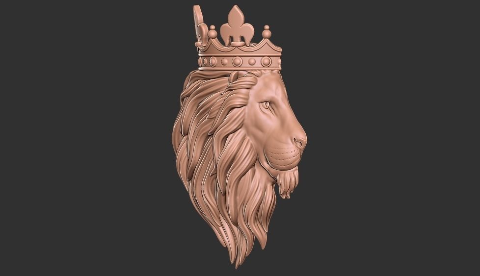 lion crown head pendant 3D print model 3D print model_2