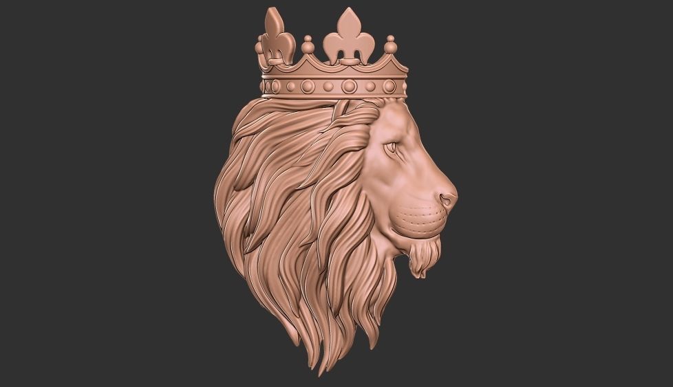 lion crown head pendant 3D print model 3D print model_1