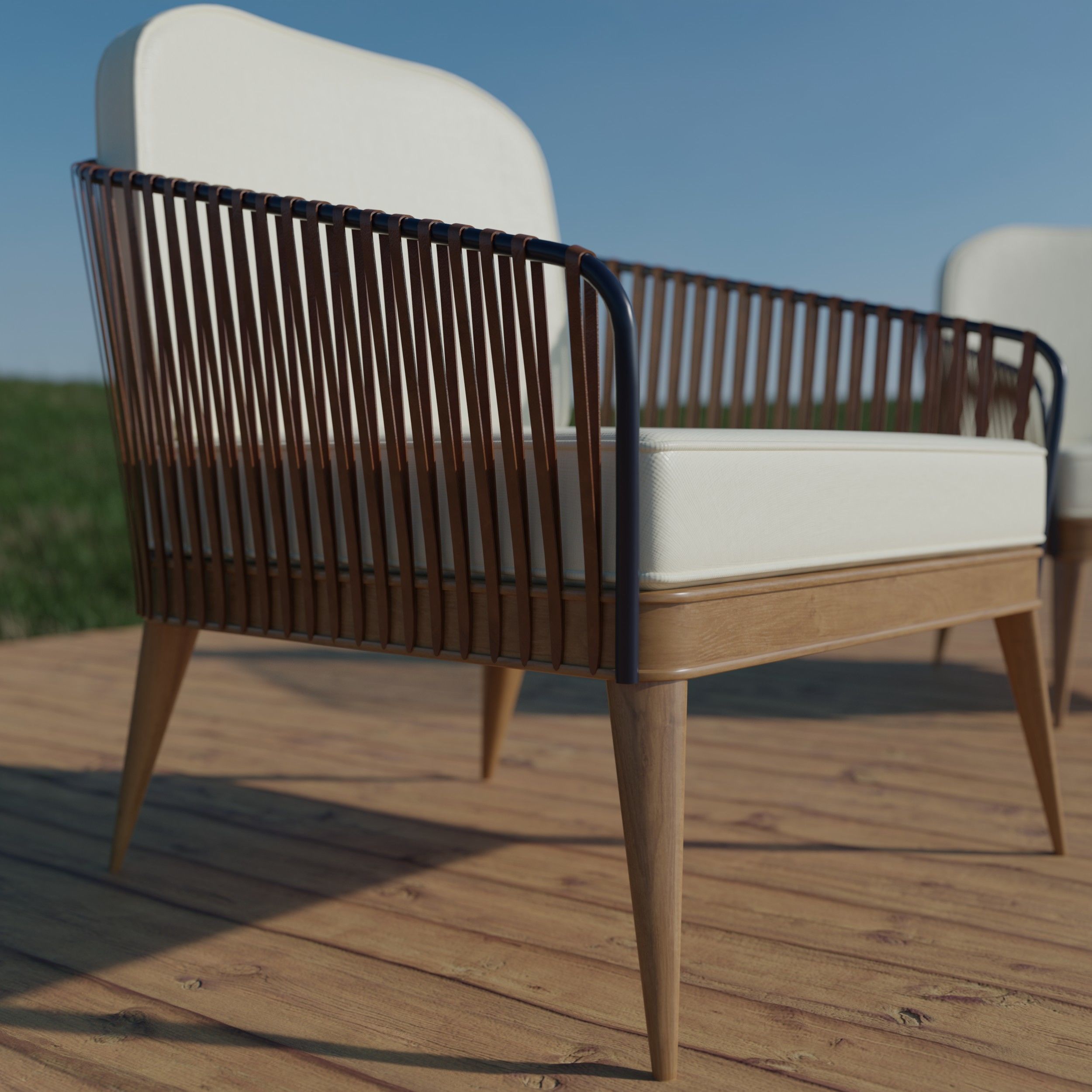 Outdoors Chair Low-poly 3D model_2