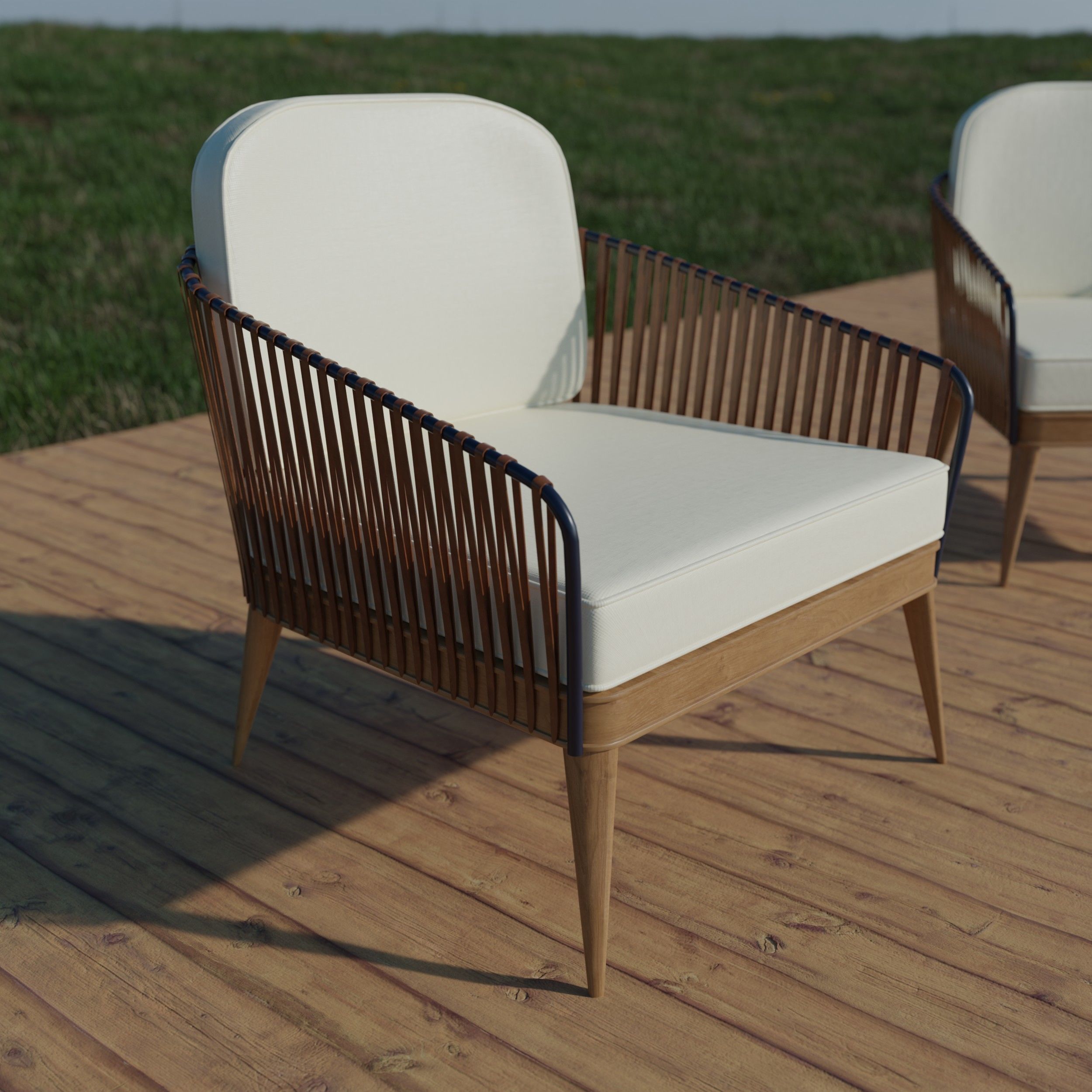 Outdoors Chair Low-poly 3D model_1