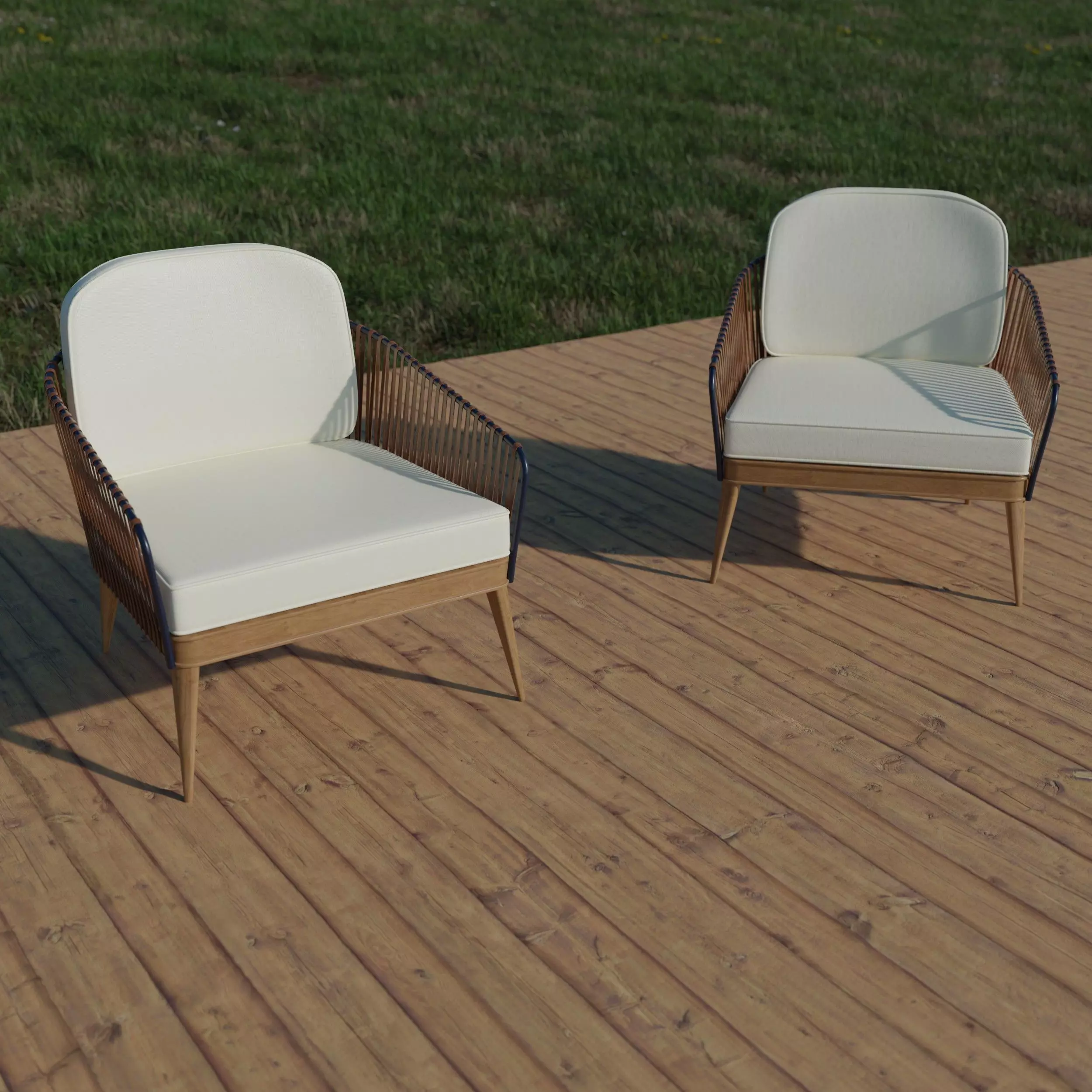 Outdoors Chair Low-poly 3D model_0