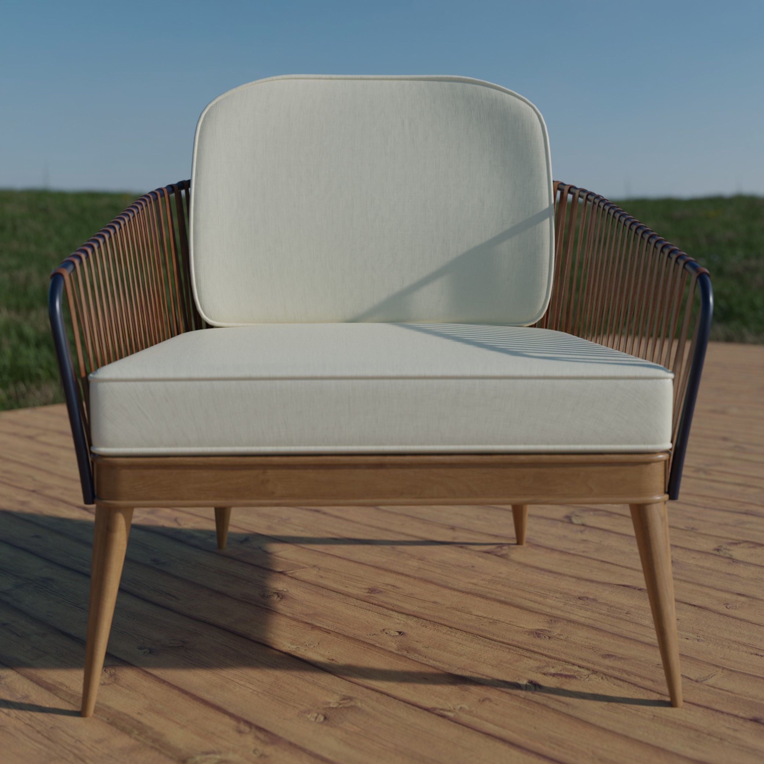 Outdoors Chair Low-poly 3D model_3