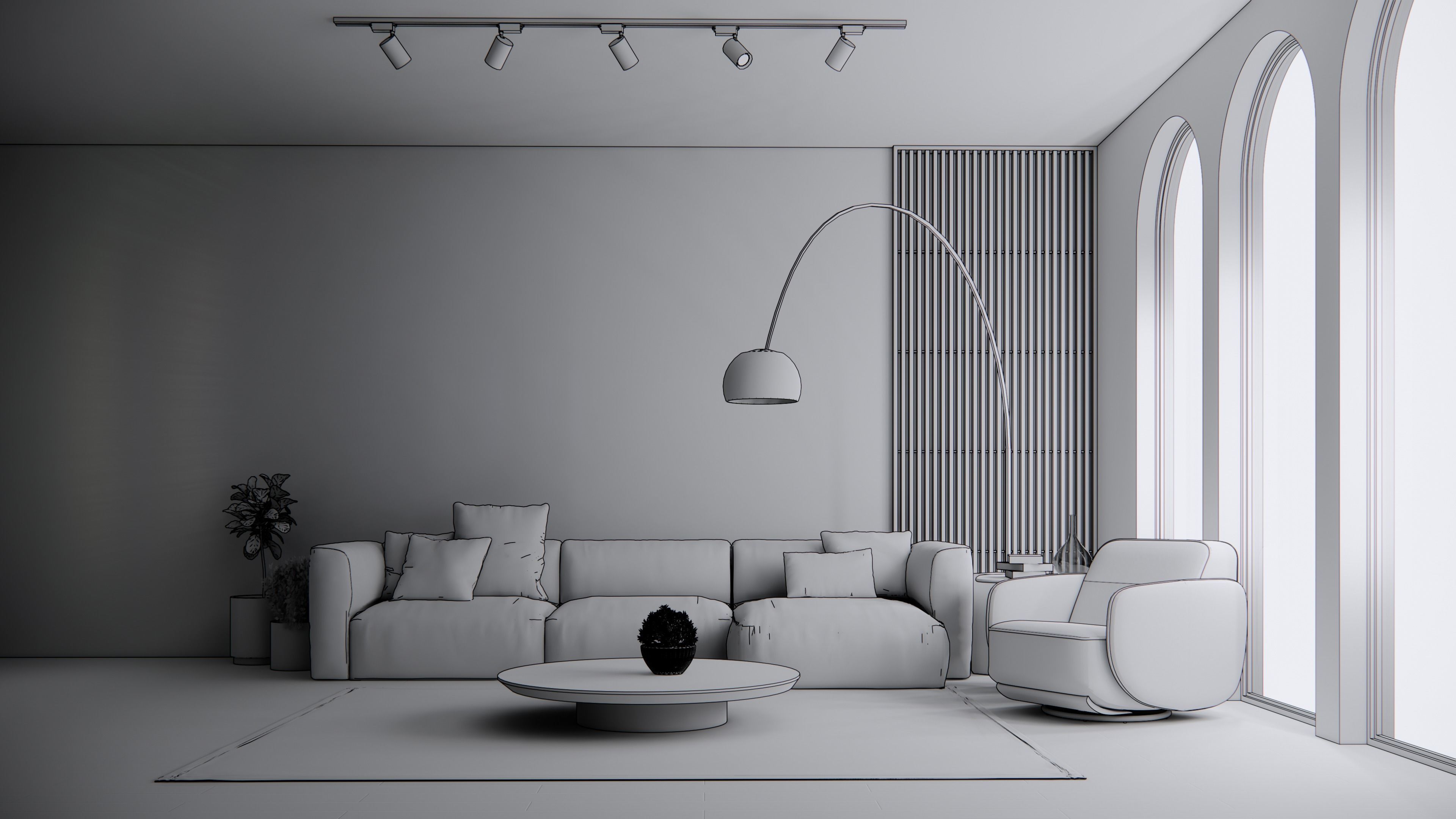 LIVING ROOM 001 3D MODEL AND SCENE JAPANDI INTERIORS 3D model_5