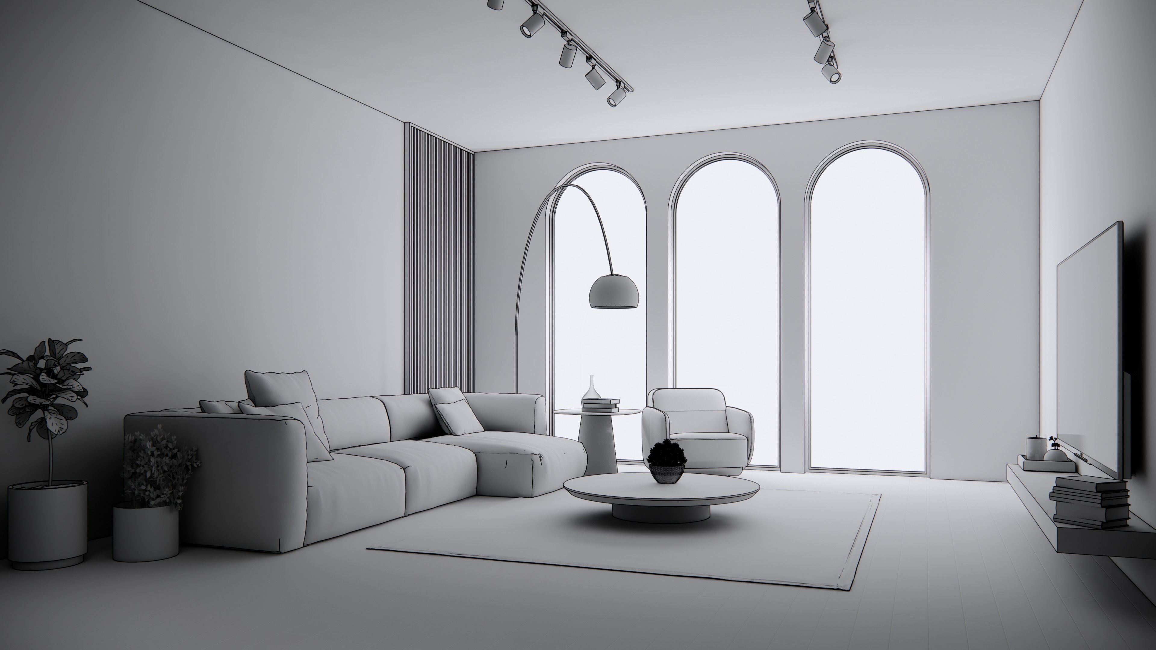 LIVING ROOM 001 3D MODEL AND SCENE JAPANDI INTERIORS 3D model_9