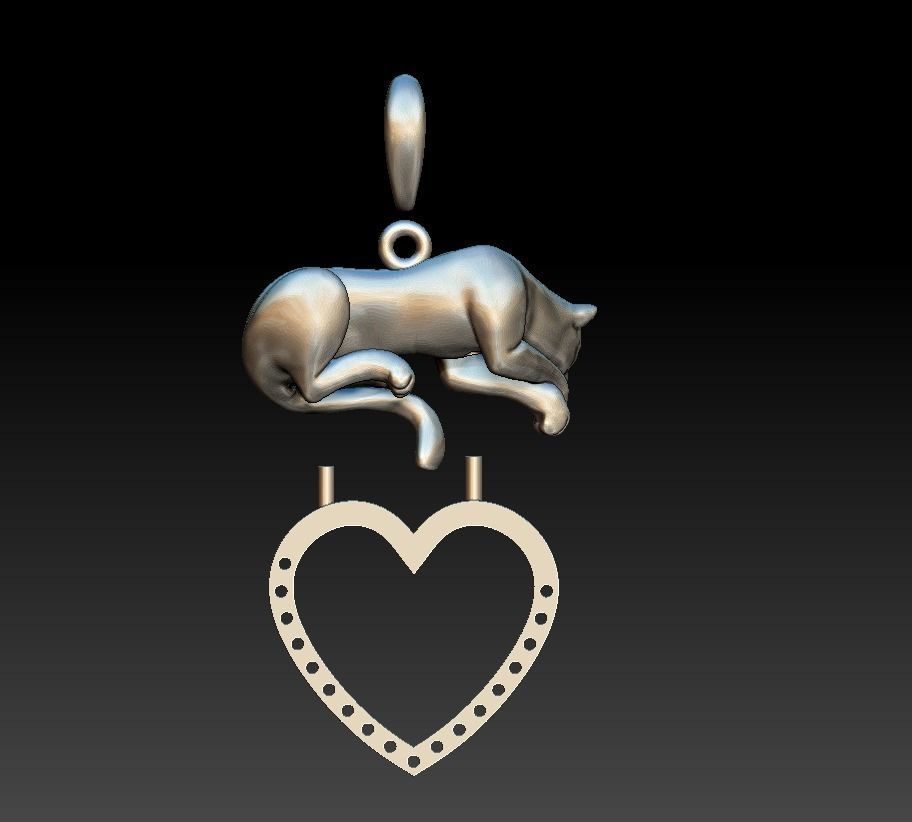 Pendant panther cat lion heart diamonds 3D print model_9