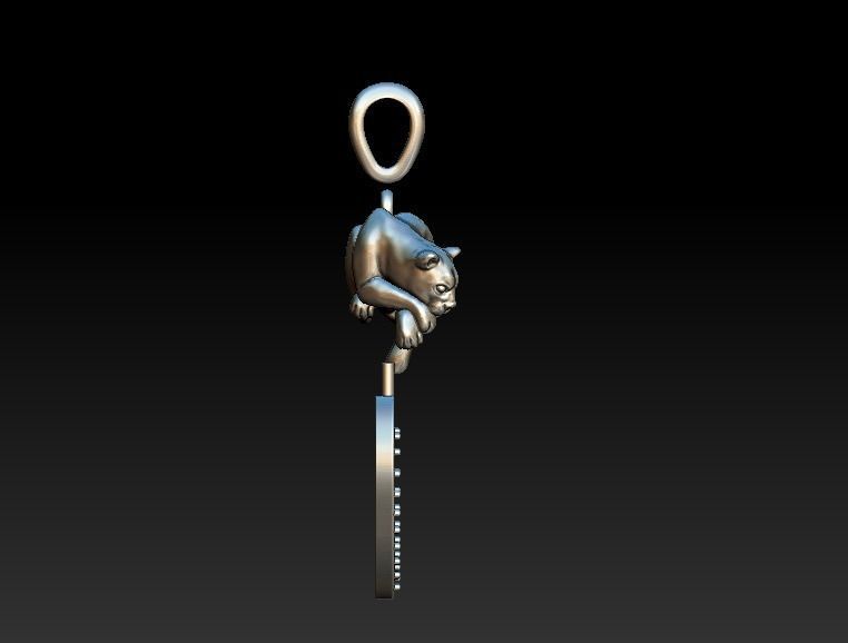 Pendant panther cat lion heart diamonds 3D print model_8