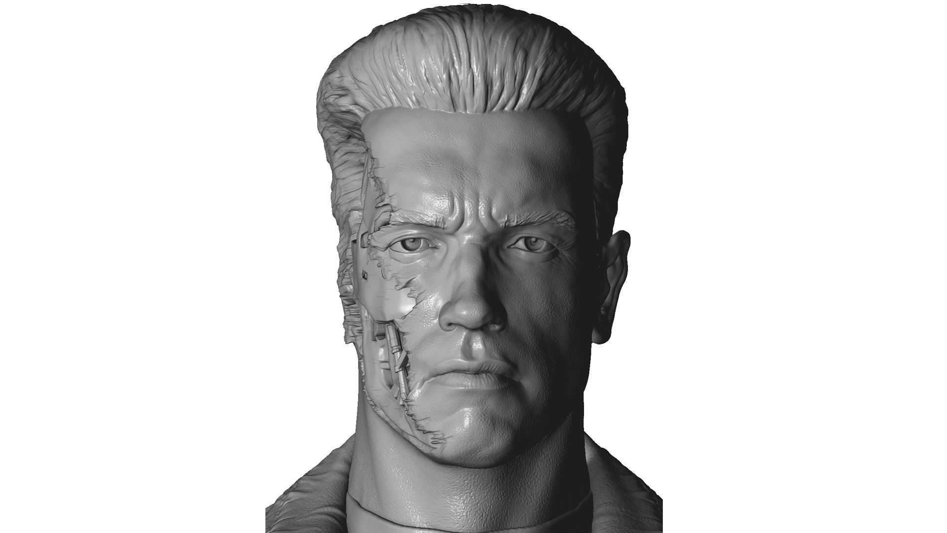 Terminator T-800 BUST 2 options for 3D printing STL 3D print model_26