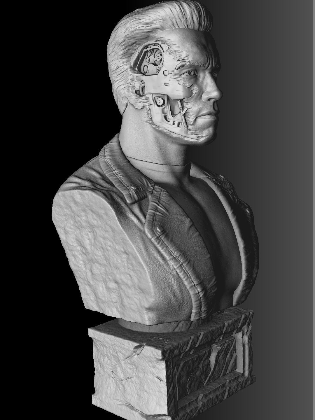 Terminator T-800 BUST 2 options for 3D printing STL 3D print model_30