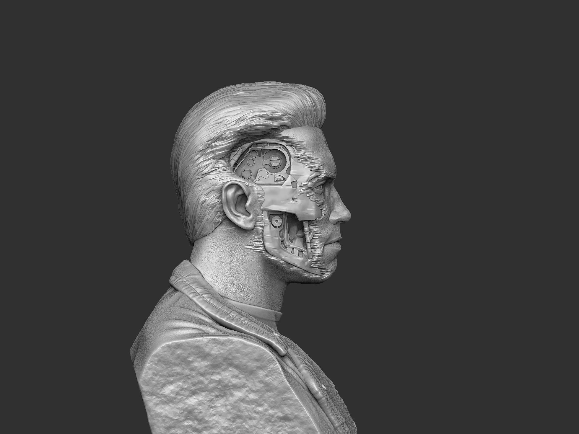 Terminator T-800 BUST 2 options for 3D printing STL 3D print model_48