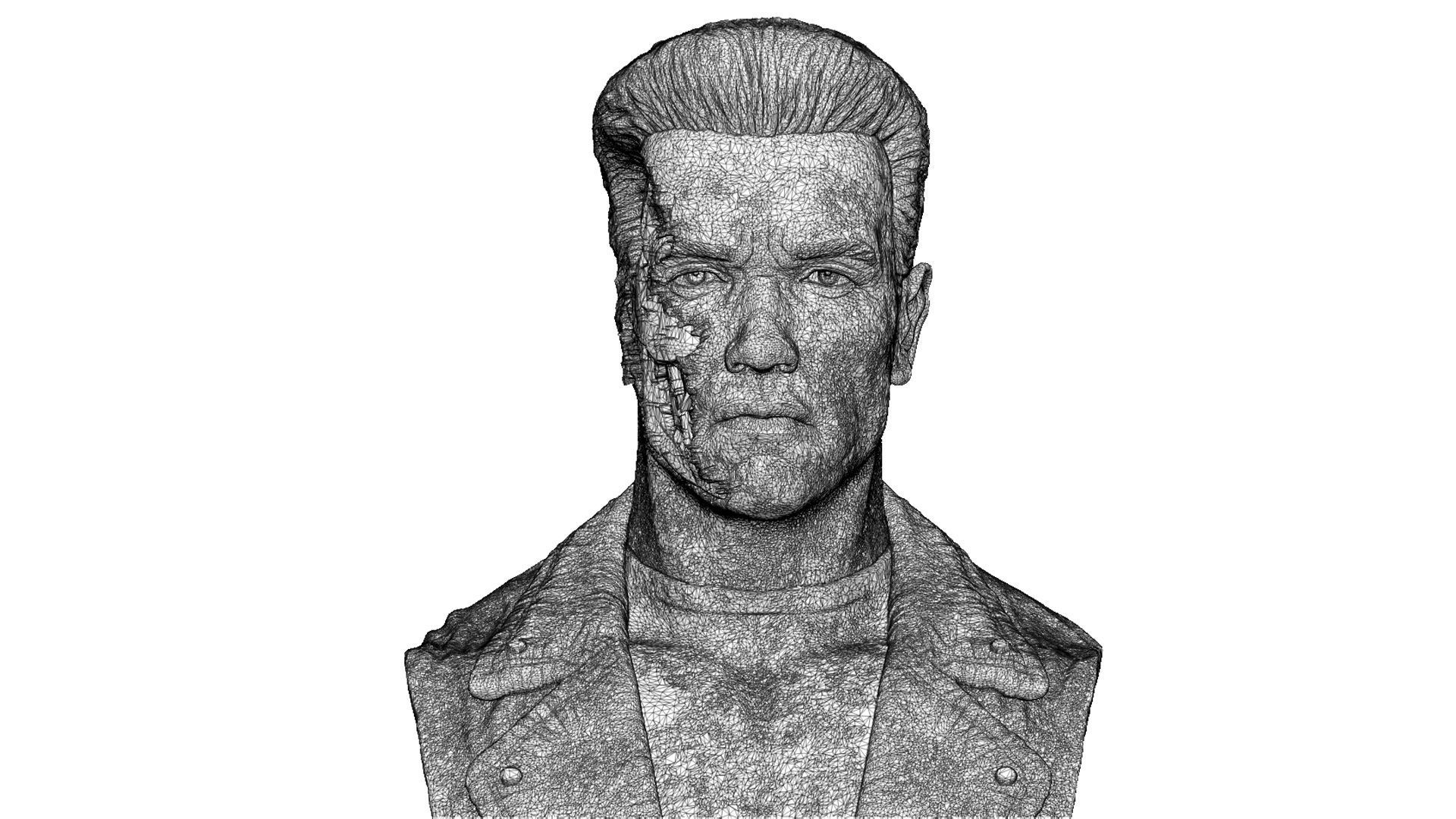 Terminator T-800 BUST 2 options for 3D printing STL 3D print model_35