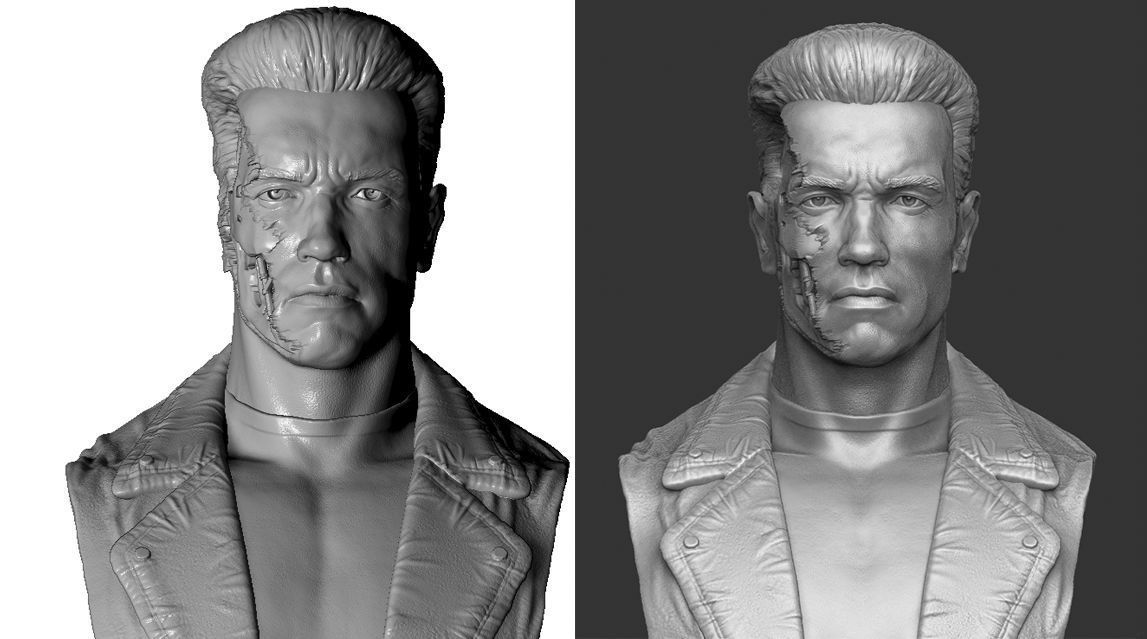 Terminator T-800 BUST 2 options for 3D printing STL 3D print model_1