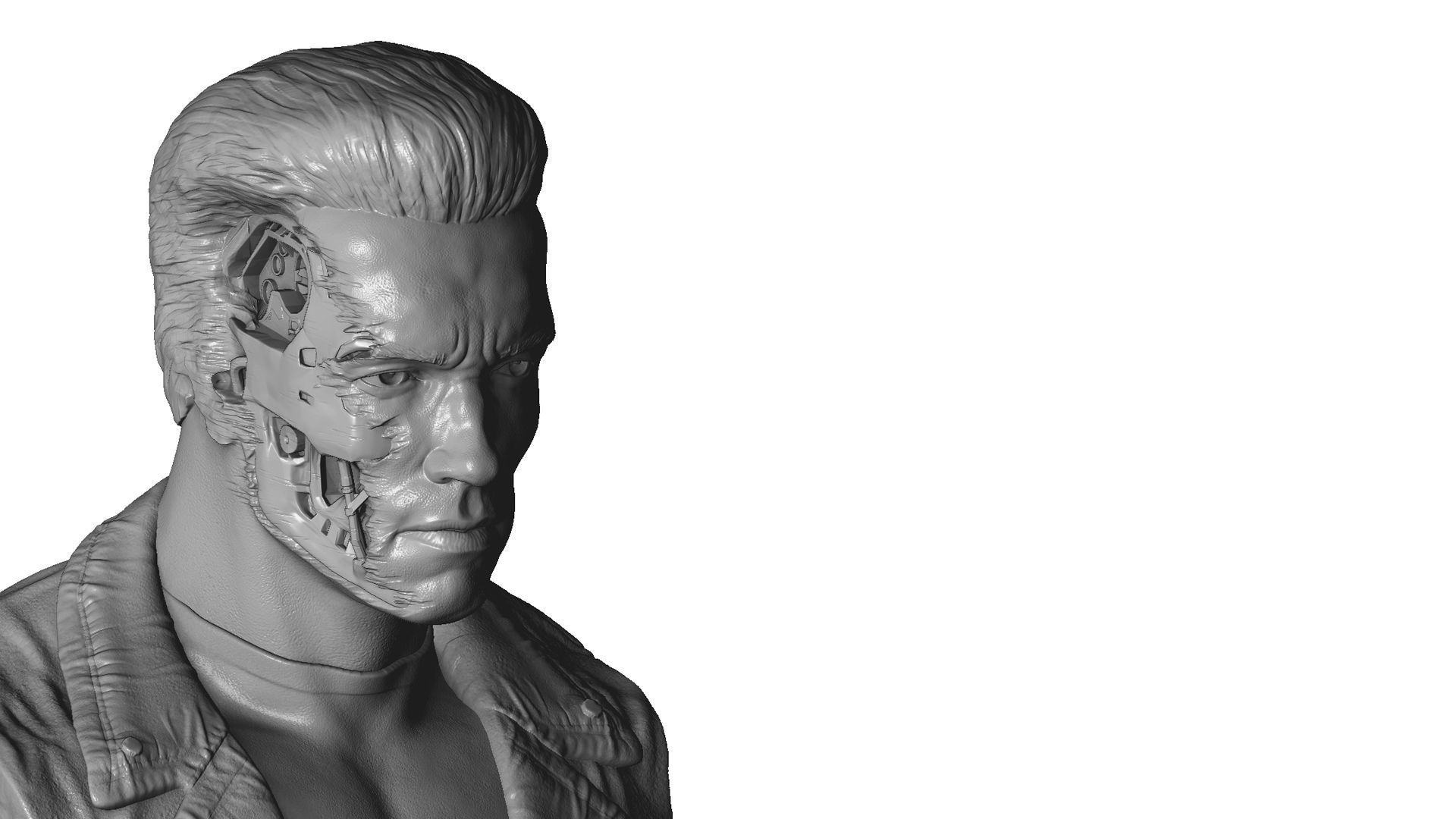 Terminator T-800 BUST 2 options for 3D printing STL 3D print model_27