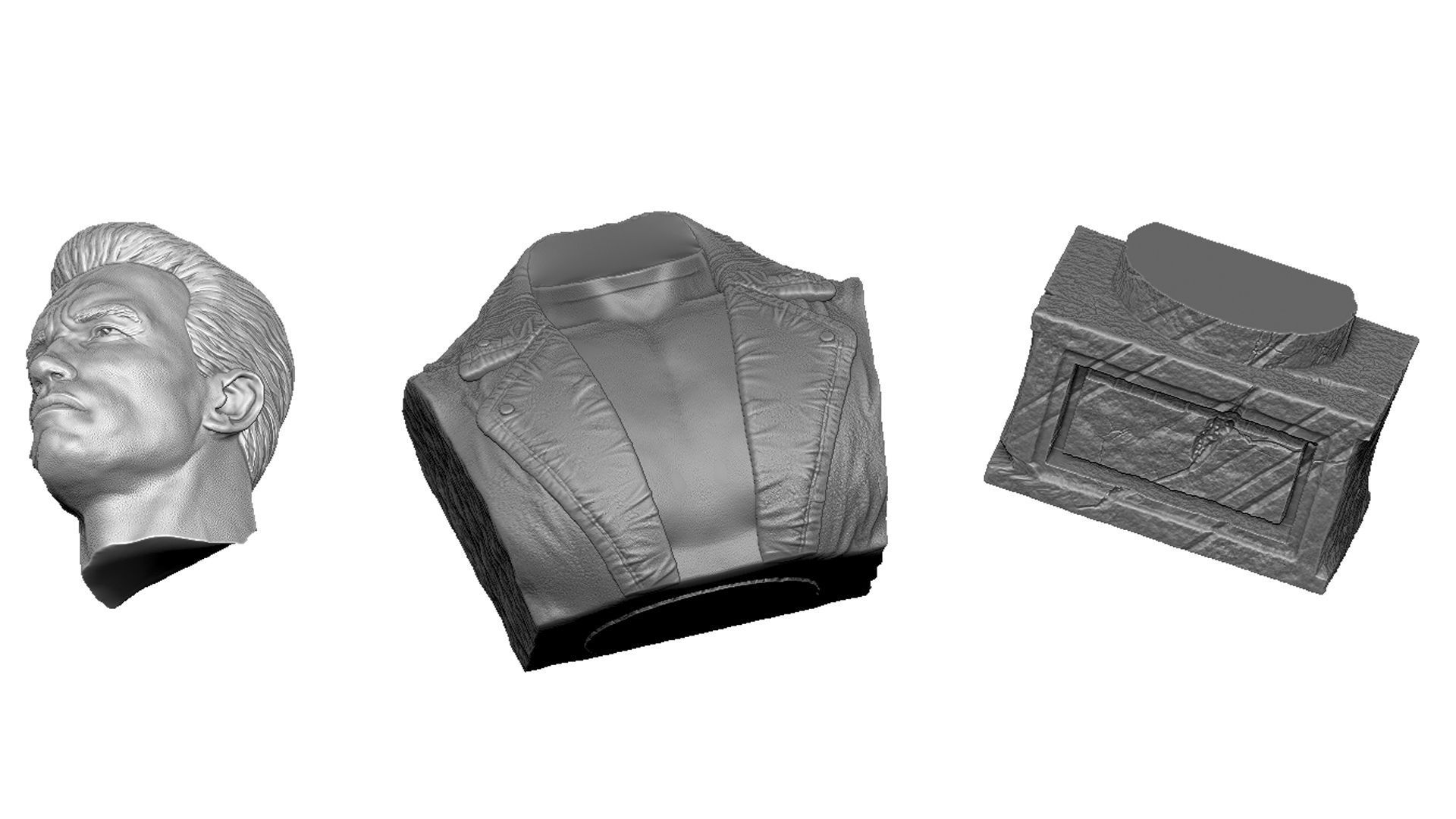 Terminator T-800 BUST 2 options for 3D printing STL 3D print model_7