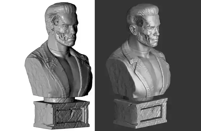 Terminator T-800 BUST 2 options for 3D printing STL 3D print model