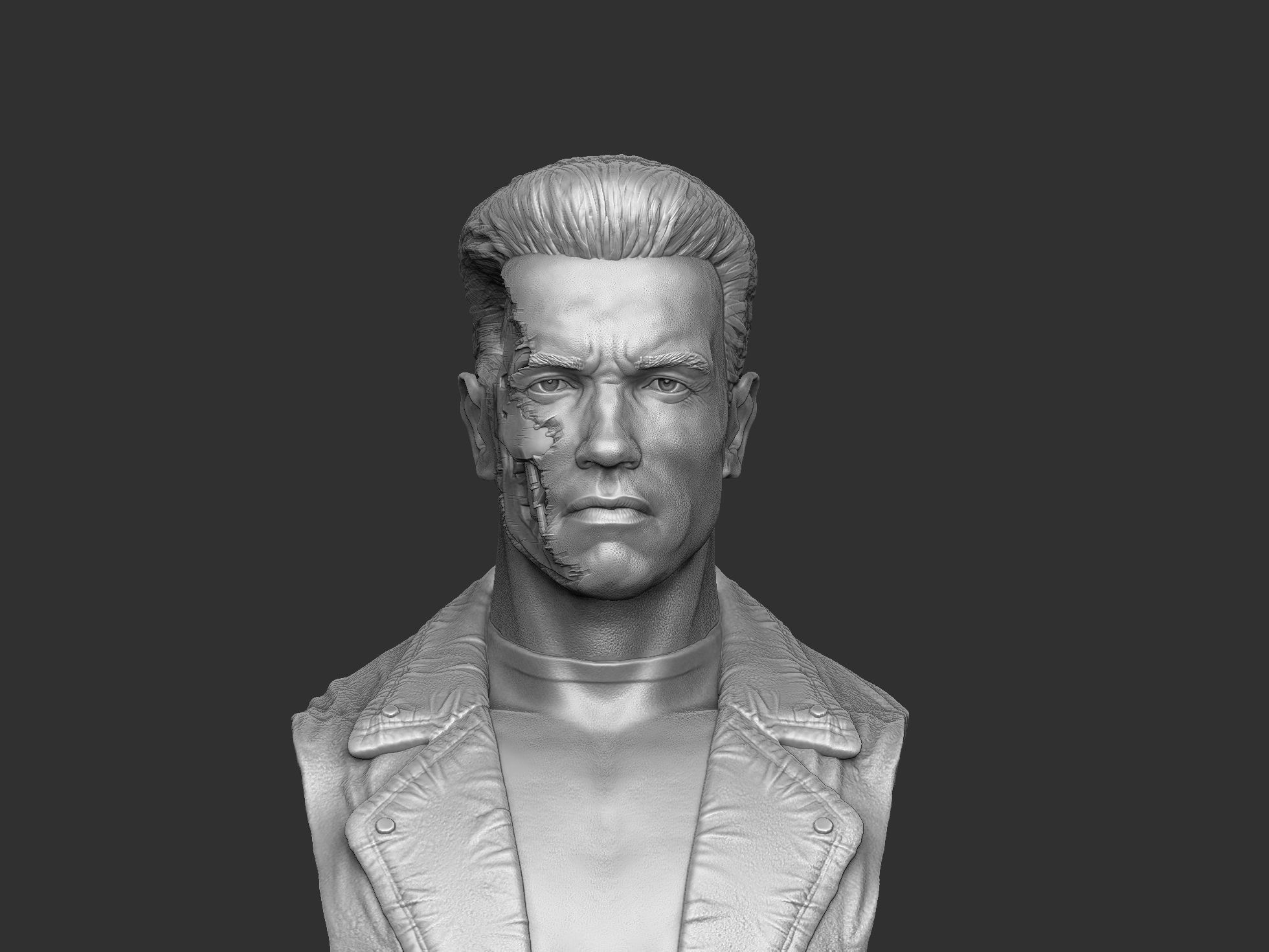 Terminator T-800 BUST 2 options for 3D printing STL 3D print model_41